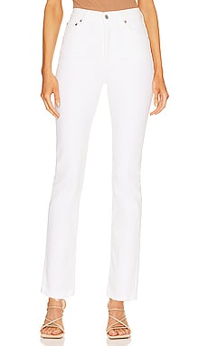 AGOLDE Riley Long High Rise Straight in Sour Cream | REVOLVE