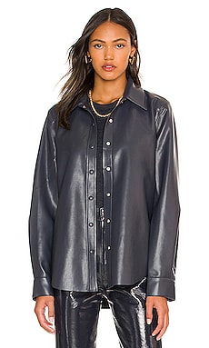 AGOLDE Calla Vegan Leather Shirt in Shadow REVOLVE