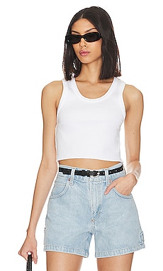 Aspire cropped cotton-blend tank top in white - Alo Yoga