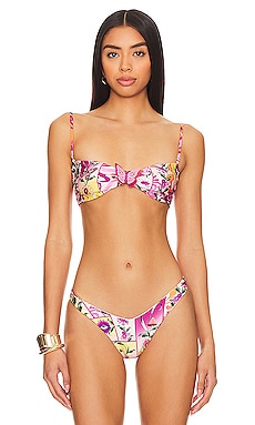 Asymmetric Padded Bikini Top - Cerise - Ladies