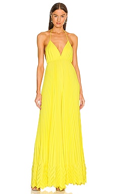 Alice Olivia Adalyn Halter Pleated Jumpsuit in Sunflower REVOLVE