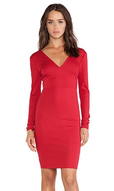 Alice + Olivia Fiona V Neck Mini Dress in Royal Red