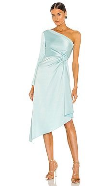 Alice + Olivia Dora Asymmetrical Off The Shoulder Dress in Powder Blue ...