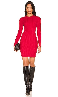 Alice + Olivia Yuna Cable Mini Dress in Bright Poppy | REVOLVE