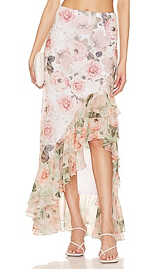 Alice + Olivia Braylee Asymmetrical Ruffle Slip Skirt in