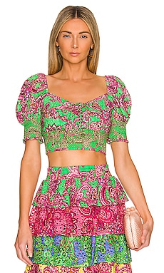 Product image of Alice + Olivia Top con encaje fruncido Crawford. Click to view full details