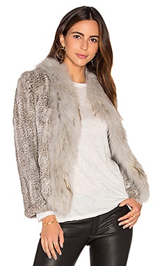 Heartloom Aria Faux Rabbit Fur Jacket- Dusty Blue X-Small