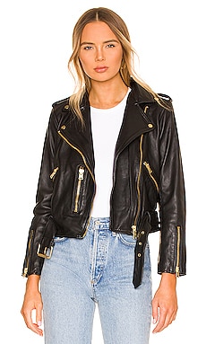 Product image of ALLSAINTS Balfern Gold Biker Jacket. Click to view full details
