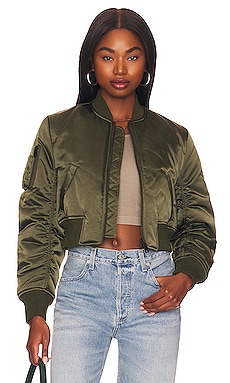 Khaki cropped bomber on sale jacket