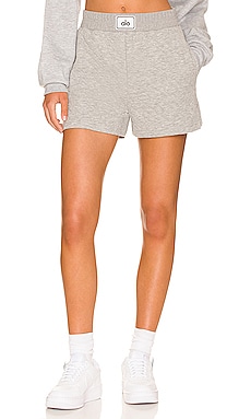 Womens Alo Yoga grey Quilted Arena Boxing Shorts