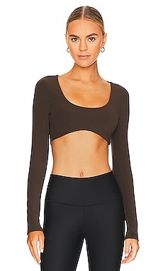 Alo Yoga Barre Long Sleeve top s dlhým rukávom (Smoky Quartz)