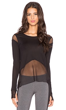 alo Sheer Panel Long Sleeve Top in Black | REVOLVE