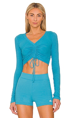 Ribbed Cropped Cinch Long Sleeve alo