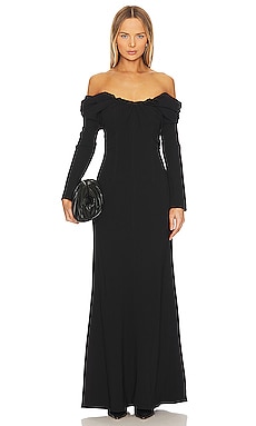 Lace and satin corset gown dress with a train black 6G010 – RASARIO