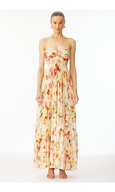 Zimmermann Lola Tie Front Midi Dress in Raspberry Floral