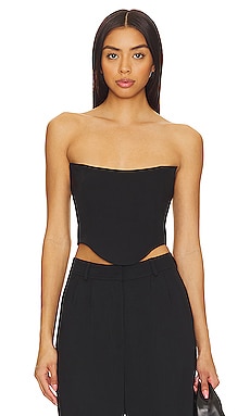 h:ours Margot Corset Top in Vintage Black