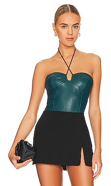 AQUA Faux-Leather Bustier Bodysuit - 100% Exclusive