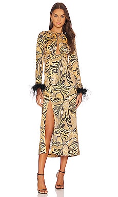 Gold Dust Woman Feather Midi Dress Alice McCall