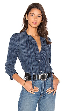 AMO Olivia Button Up in Indigo Check | REVOLVE