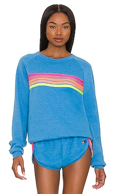 Monrow rainbow 2025 stripe sweatshirt