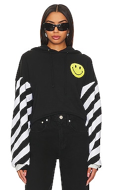 Caution Stripe Sleeve Smiley Relaxed Hoodie Aviator Nation