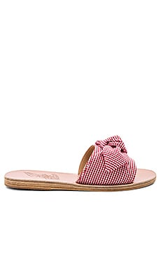 Ancient Greek Sandals Taygete Bow Slide in Gingham Red REVOLVE