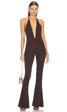 1. STATE Mock Neck Halter Jumpsuit in Port