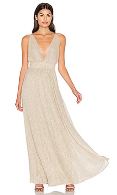 ANINE BING V Neck Gown in Gold REVOLVE