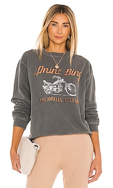 ANINE BING Ramona Motorcycle Sweatshirt in Charcoal REVOLVE