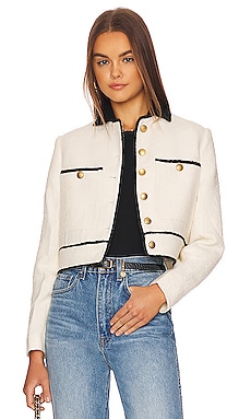 ANINE BING Jada Jacket in White Black REVOLVE