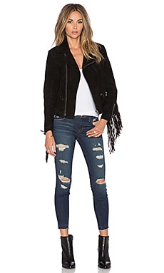 ANINE BING Suede Fringe Jacket in Black REVOLVE