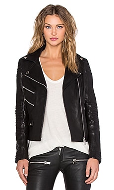 ANINE BING Biker Leather Jacket in Black REVOLVE