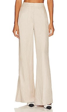 Alice + Olivia Dylan High Waisted Linen Wide Leg Pant in Purple