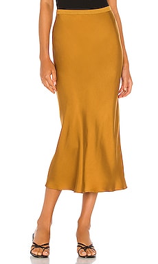 ANINE BING Bar Silk Skirt in Bronze REVOLVE