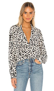 ANINE BING Lilah Silk Blouse in Leopard REVOLVE