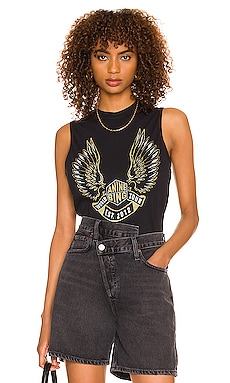 ANINE BING Lennon Tee Gold Wings in Black REVOLVE