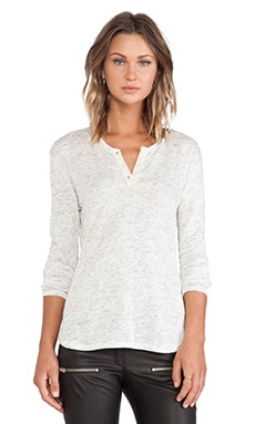 ANINE BING Long Sleeve Henley Tee in Snow Melange REVOLVE