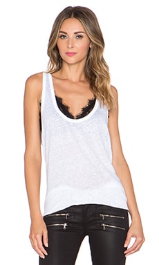 ANINE BING Linen Tank Top in White REVOLVE