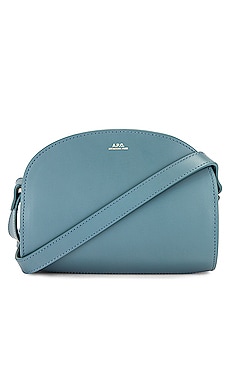 A.P.C. Mini Demi-lune Crossbody Bag In Smooth Leather in Blue