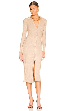 Vince Ribbed Polo Dress in Maple | REVOLVE
