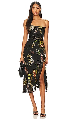 ASTR the Label Marissa Dress in Black & Orange Floral