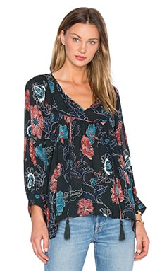 ASTR the Label Esther Blouse in Dark Green Floral