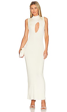 SNDYS x REVOLVE Maya Ruched Midi Dress in Stone