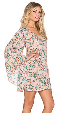 AUGUSTE Bell Sleeved Shift Dress in Musk Boho Blooms Floral | REVOLVE