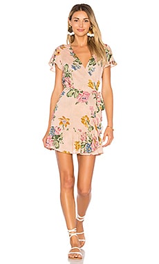 AUGUSTE x REVOLVE Havana Nights Frill Wrap Mini Dress in Blush | REVOLVE