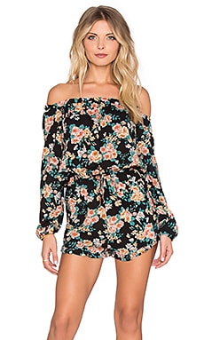 AUGUSTE Gypsy Romper in Black Boho Blooms Floral | REVOLVE