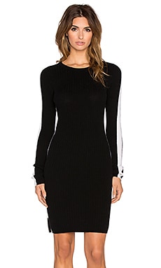 Autumn Cashmere Ribbed Racing Stripe Dress in Black Chalk REVOLVE