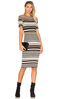 Autumn Cashmere Ribbed Stripe Dress in Black Cognac Combo REVOLVE