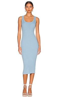 Enza Costa Rib Tank Midi Dress in Turquoise