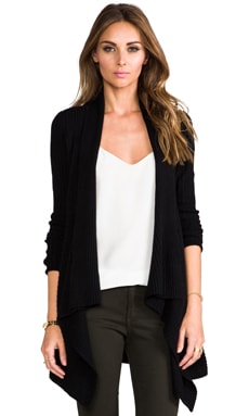 Autumn Cashmere Rib Drape Cardigan in Black REVOLVE